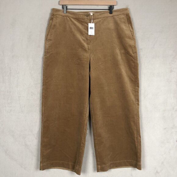 NWT EILEEN FISHER Organic Cotton Stretch Corduroy Wide Leg Pants Sz 18 Honey Ank
